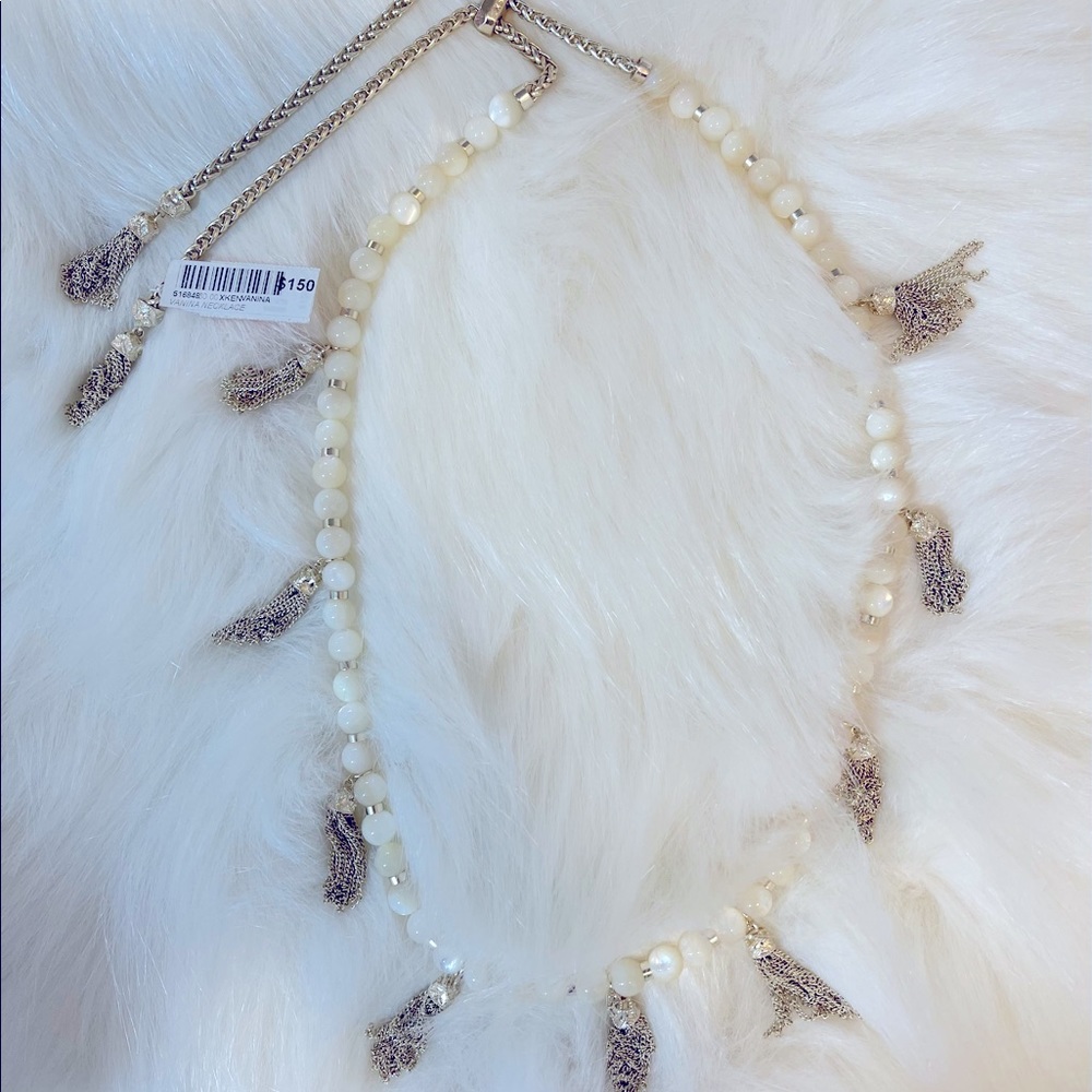 KENDRA SCOTT Vanina ivory gold tassel necklace NWT